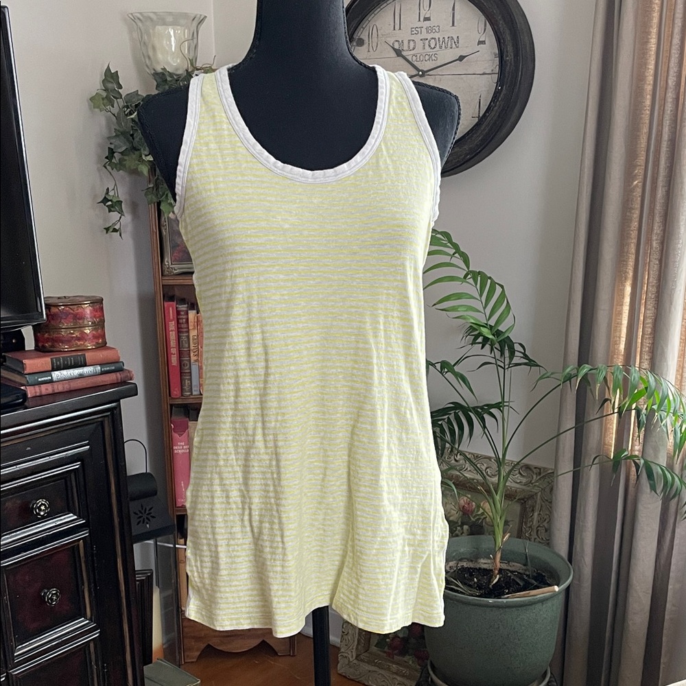 CAbi Light Yellow Striped Scoop Neck Tank